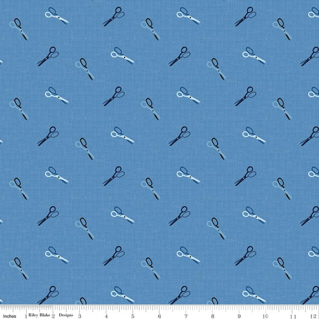 Scissors in Blue (c17125-blue) | Blue Blooms and Threads | Christopher Thompson | Riley Blake